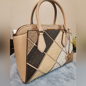 Michael Kors Daria Buff Multi Large Satchel Leather Bag NWOT